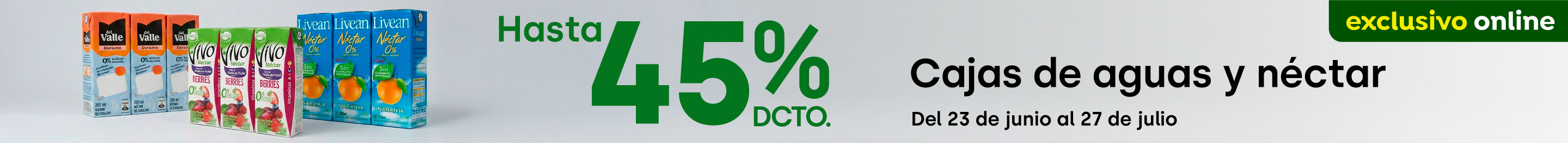 Exclusivas - Cajas de aguas y néctar colaciones hasta 45% - 23-06-2026 al 27-07-2026