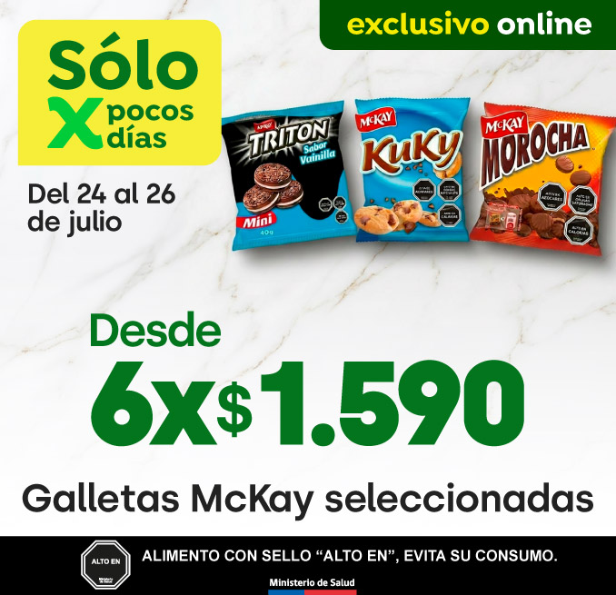 Bombazo excl ecomm - NESTLE BTS GALLETAS MCKAY SELECCIONADAS DESDE 6X1.590  - 24-07-2026 al 26-07-2026