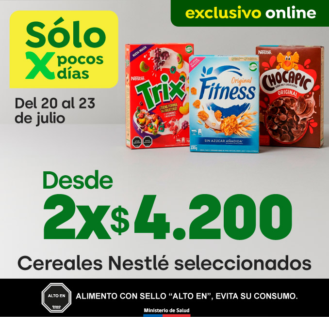 Bombazo excl ecomm - CEREALES NESTLÉ SELECCIONADOS DESDE 2X $4.200 - 20-07-2026 al 23-07-2026