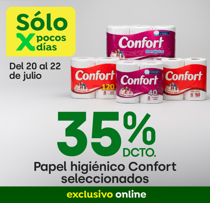 Bombazo excl ecomm - Softys - Papel Higienico Confort Seleccionados 35% dcto - 20-07-2026 al 22-07-2026