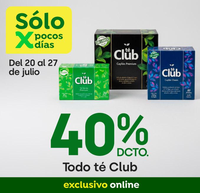 Bombazo excl ecomm - TODO TÉ CLUB 40% DCTO - 20-07-2026 al 27-07-2026